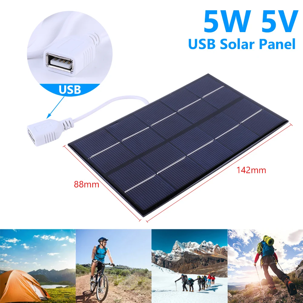 1 PC USB Panel Tenaga Surya / Solar Panel 5 W 5 V DIY Solar Charger 88X142 Mm untuk 3-5 V Baterai - 1