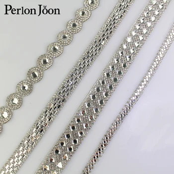 1 yard 0.8-2cm Pita kaca berlian imitasi perbaikan panas putih Pita hiasan berlian imitasi kristal Aksesori pakaian sepatu dekoratif TR017