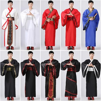 10 Warna Pakaian Tradisional Cina Hanfu Pria Pakaian Festival Kostum Kuno Pakaian Pertunjukan Panggung Kostum Tari Rakyat
