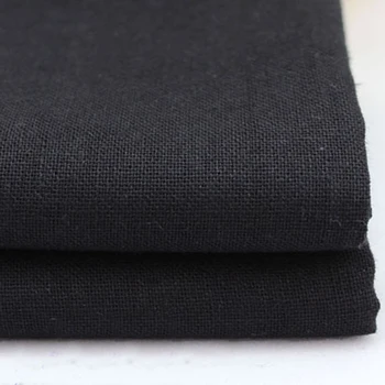 100*140cm bahan linen rami alami untuk pakaian tekstil katun linen kain hitam lembut tecido
