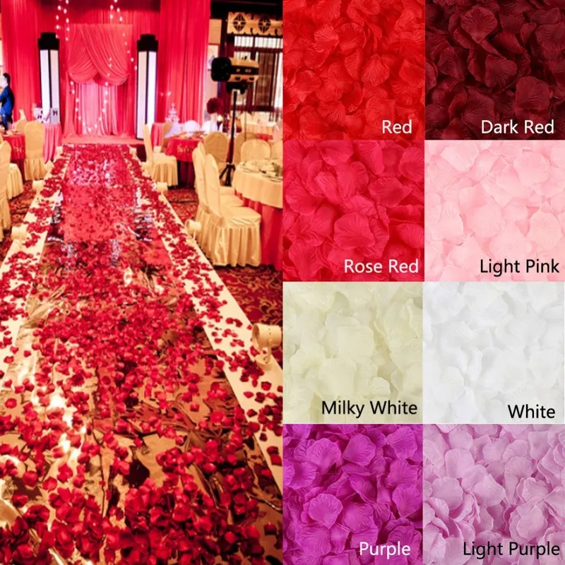 100/500/1000 buah Aksesoris Pesta Pernikahan Bunga Buatan Kelopak Mawar Kelopak Palsu Dekorasi Pernikahan untuk Perlengkapan Valentine - 0