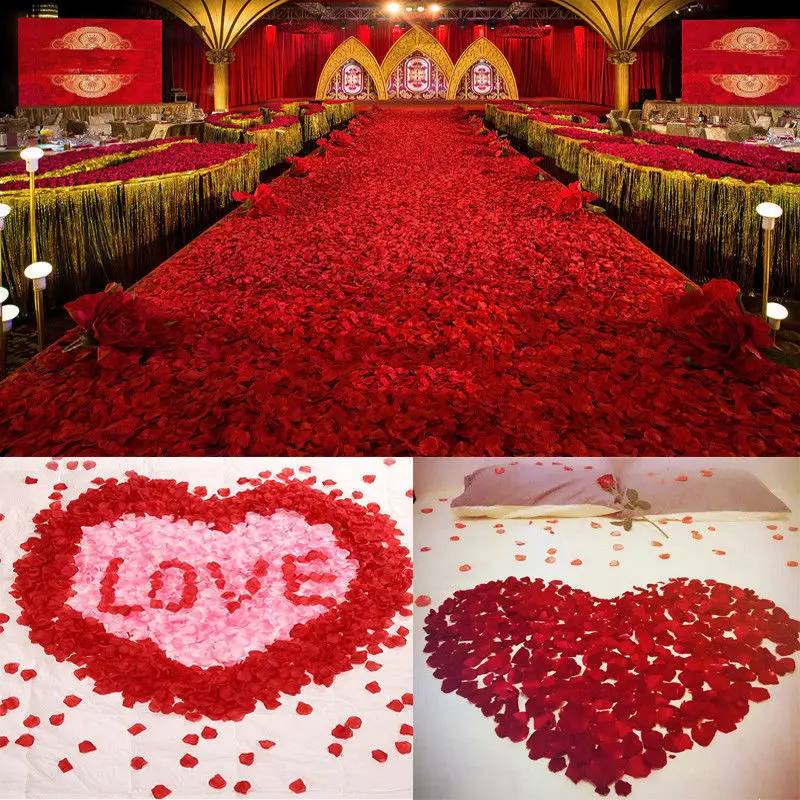 100/500/1000 buah Aksesoris Pesta Pernikahan Bunga Buatan Kelopak Mawar Kelopak Palsu Dekorasi Pernikahan untuk Perlengkapan Valentine - 4