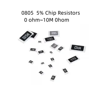 100 Buah Resistor chip 0805 SMD 1/4W 0R ~ 10M 5% 0 10R 100R 220R 330R 470R 1K 4.7 K 10K 47K 100K 0 10 100 330 470 ohm