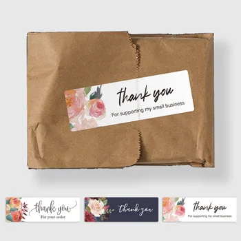 100 Buah Stiker Terima Kasih Tag Buatan Tangan Open Me Hitam Merah Muda untuk Kotak Hadiah Bisnis Kecil Perlengkapan Kemasan Dekorasi Label Tertutup
