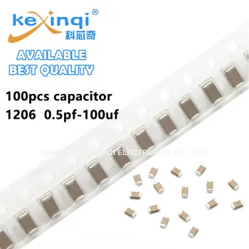 100 buah Chip Film Tebal SMD 1206 50v Kapasitor Keramik Multilayer 0.5 pf-100uf 10nf 100nf 1uf 2.2 uf 4.7 uf 10uf 1pf 6pf