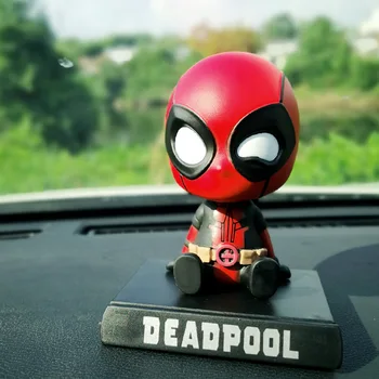 12cm Boneka Kepala Bobble Deadpool Pahlawan Super Avengers Mainan Figur Aksi PVC Hadiah Boneka Model Dekorasi Mobil