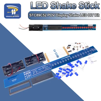 16 Bit POV Lampu Tongkat LED Rocker DIY Kit Gemetar STC89C52 51 Kit Solder Elektronik Mikrokontroler Tampilan Biru / Merah