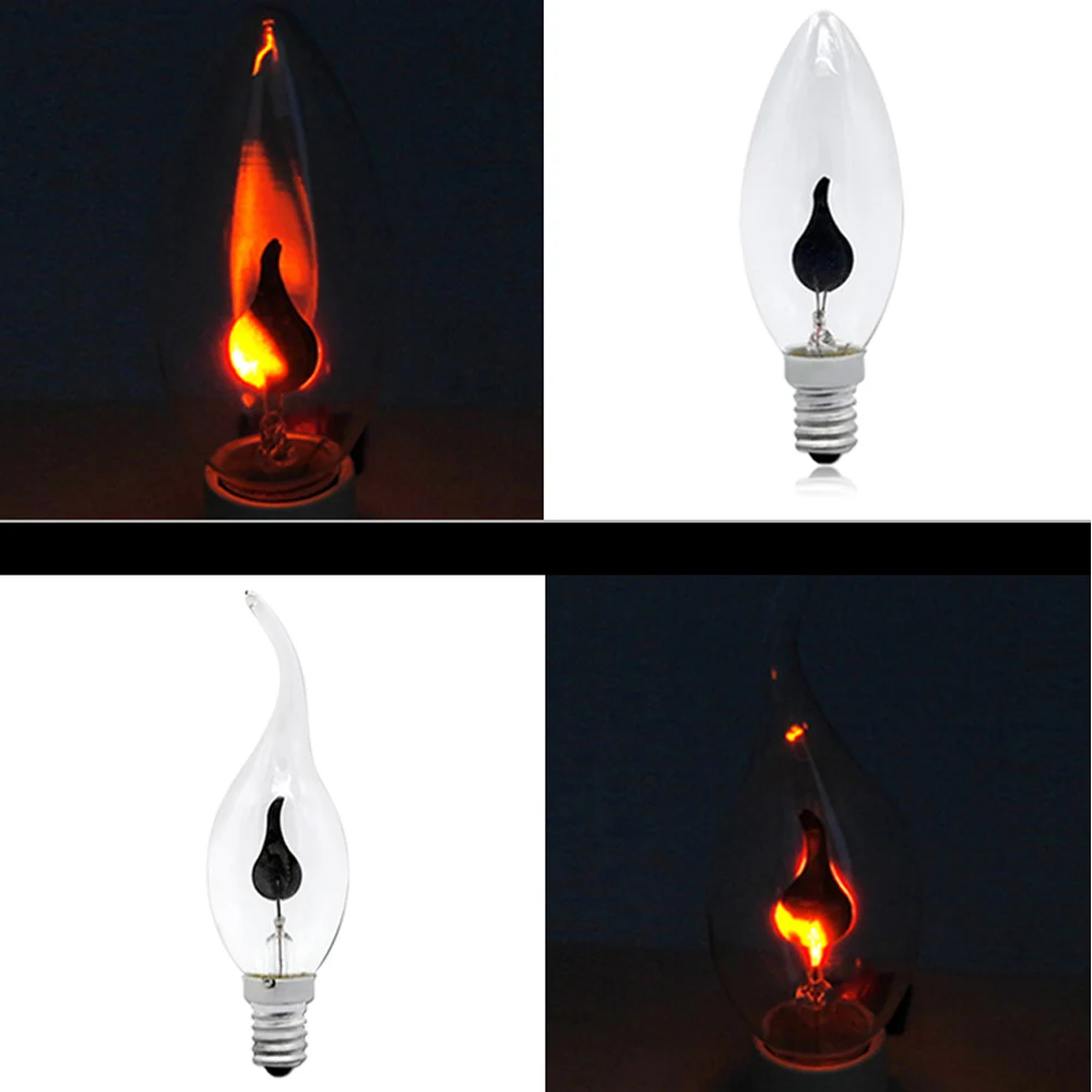 20 Buah Bohlam Lampu Lilin LED Antik Simulasi Api Alam Berkedip-kedip E14 E27 3W 220V LED Filamen Ampul Bar Pub Dekorasi Rumah - 4