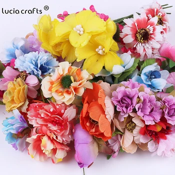 20 bundel / lot Bunga Buatan Sutra Gaya Campuran Warna-warni Bunga Mawar Palsu untuk Dekorasi Dalam Ruangan Pesta Pernikahan Rumah A0304
