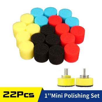 22 Buah Detail Bantalan Pemoles Buffing Mini Kit Spons 1 Inci, untuk Alat Putar Dremel Bor Pemoles Mobil Glasir Penyegelan Waxing