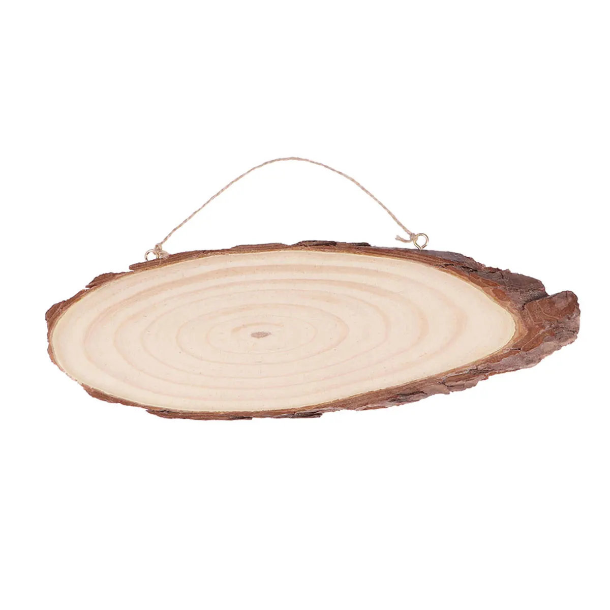 22X7 cm Oval Kosong Kayu Disc Pohon Log Slice Plak dengan 2 Kait dan Tali untuk DIY Dekorasi Kerajinan Proyek - 0