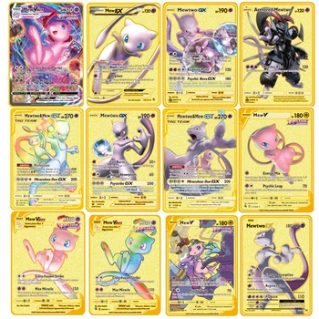 27 Gaya Pokemon Mew-dua Mainan Logam Baja Tahan Karat Hobi Koleksi Hobi Koleksi Permainan Kartu Anime