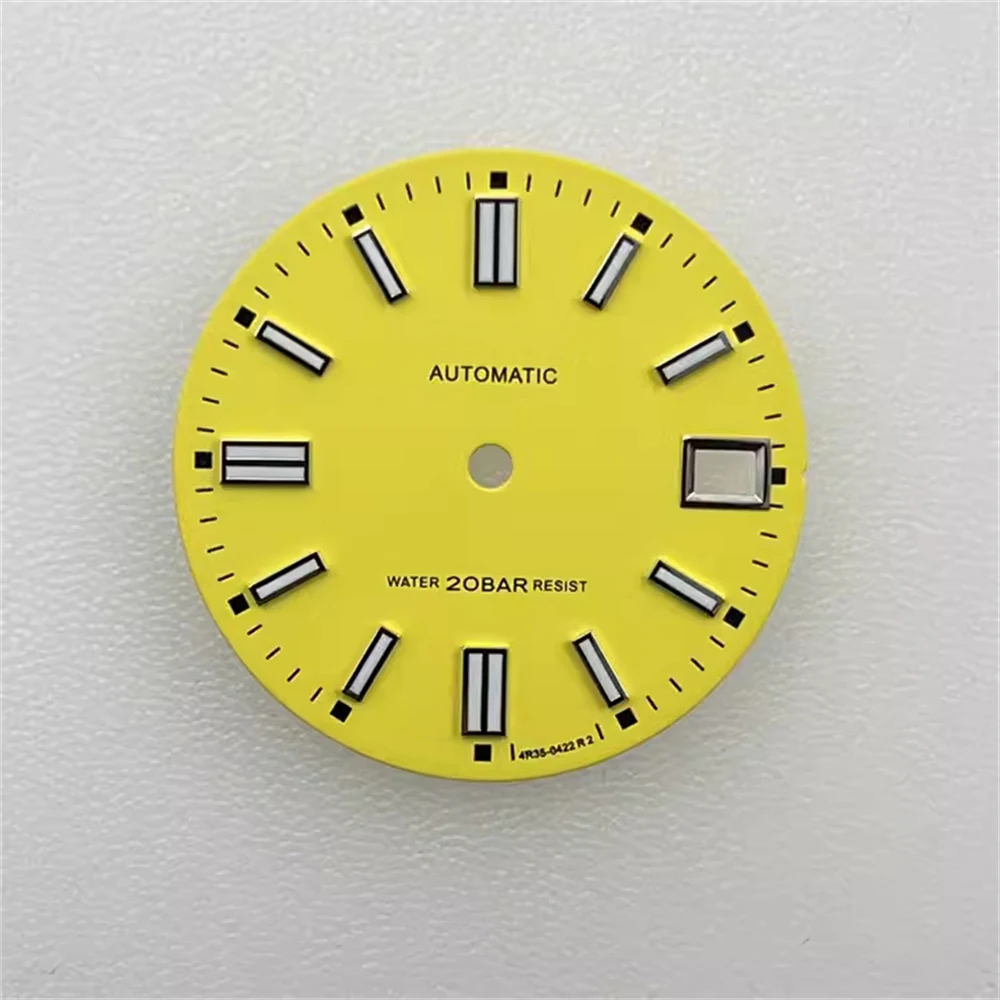 28.5 mm NH35 Dial Dimodifikasi Watch Dial Hijau Bercahaya Watch Dial Aksesoris Jam Tangan untuk Gerakan NH35A / 4R35 - 4