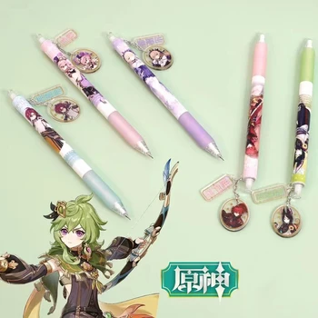 3 buah Pensil Mekanik 0.5 Mm Genshin Impact Pengiriman Acak Melar Aksesori Kantor Permainan Video Anime Perlengkapan Sekolah
