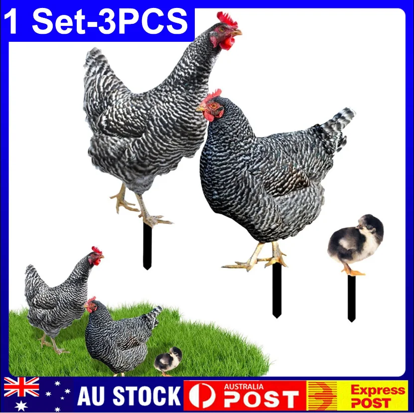 3 buah Pasak Ayam Taman Akrilik Dekorasi Patung Ayam Paskah Pasak Halaman Belakang Ornamen Halaman Taman Luar Ruangan Natal - 3