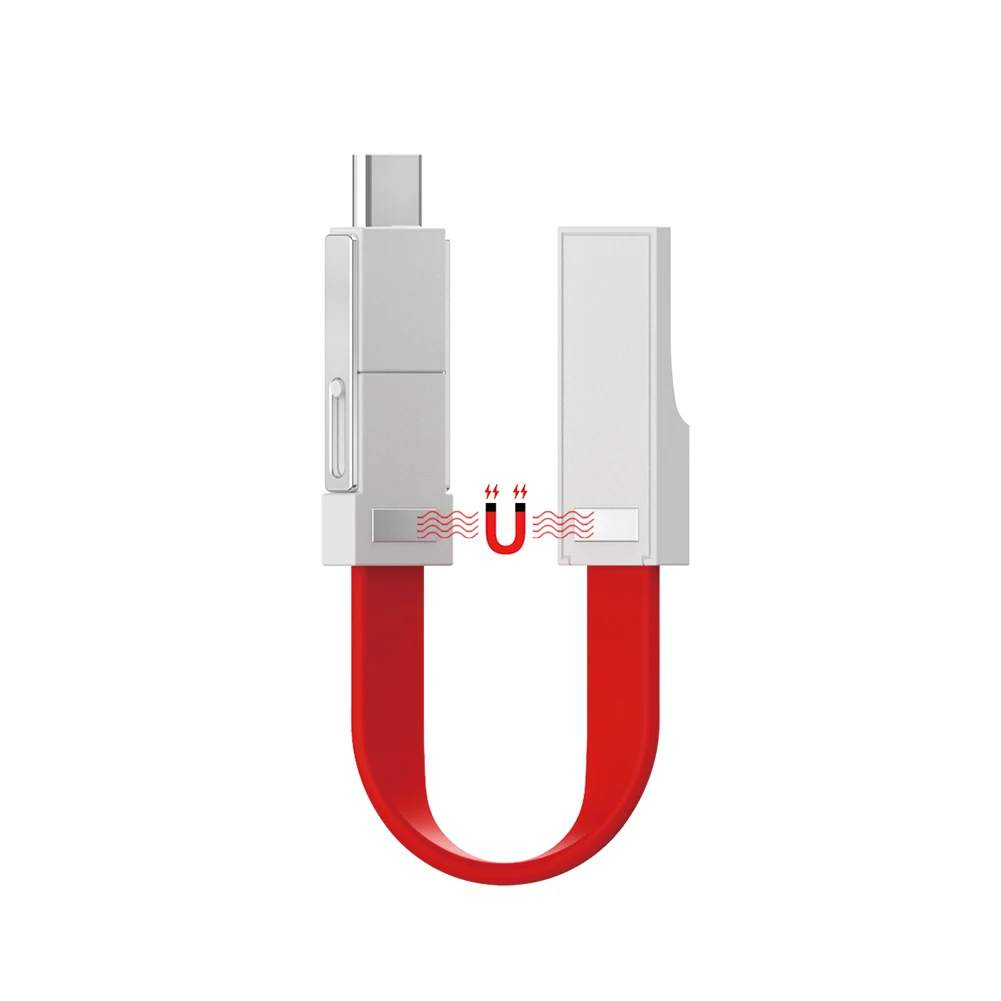 3 in 1 Gantungan Kunci Magnetik Kabel Pengisi Daya Data Petir Tipe-C USB Mikro untuk Cincin Kunci Kabel Data Magnetik iPhone Android Pengisian Daya - 4