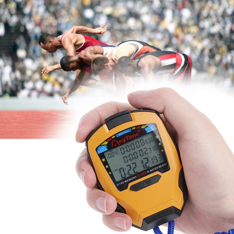 3 Row100 Putaran 1 / 1000s Penghitung Waktu Penghitung Waktu Olahraga Digital Stopwatch Atletik Profesional - 5