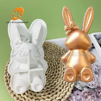 3D Kelinci Paskah / Kelinci Cetakan Silikon Cetakan Kue Fondant DIY Alat Kue Cokelat Cetakan Aksesori Dekorasi Kue Bakeware