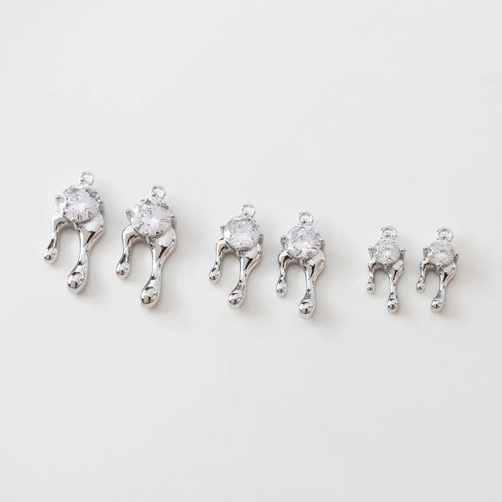 4 Buah Kalung Liontin Zirkon Perlengkapan Pesona untuk Pembuatan Perhiasan Anting-anting DIY Buatan Tangan Kuningan Aksesori Berlapis Emas 14k - 3