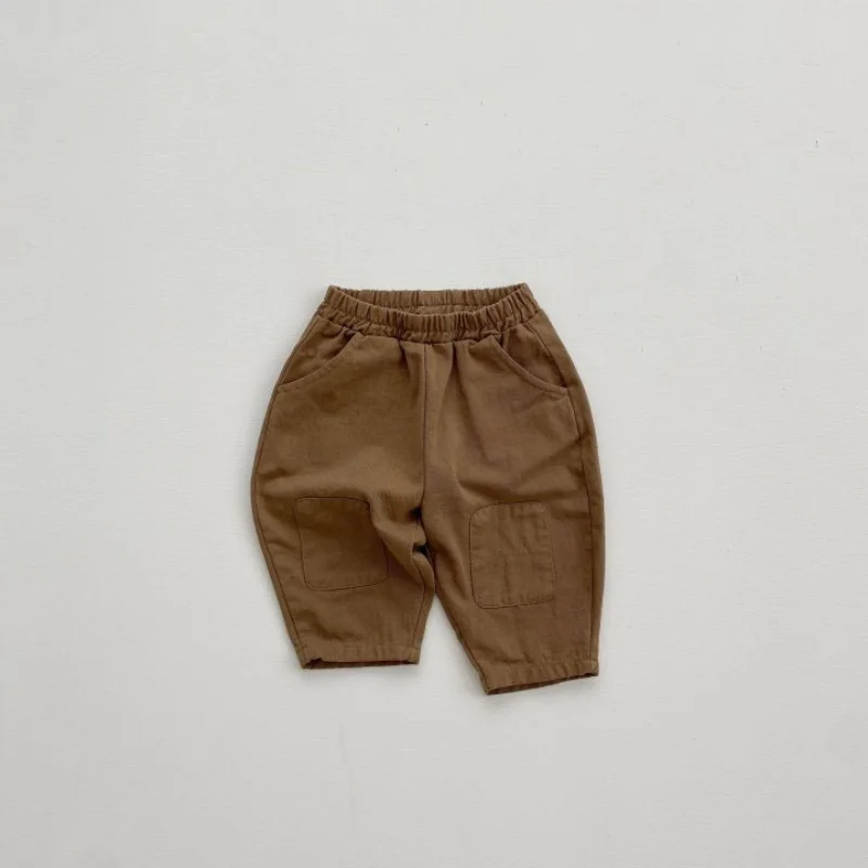 4377A Hot Sale Celana Bayi 2023 Musim Semi Musim Gugur Korea Warna Solid Celana Bayi Laki-laki Celana Tenun Celana Kasual Anak Perempuan - 3