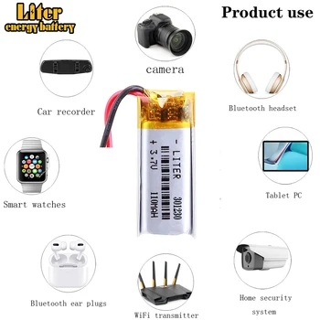 5 buah 3.7 V 110 mAh 301230 Lithium Polymer Li-Po Li Ion Sel Baterai Isi Ulang untuk Mp3 MP4 MP5 GPS PSP Ponsel Bluetooth