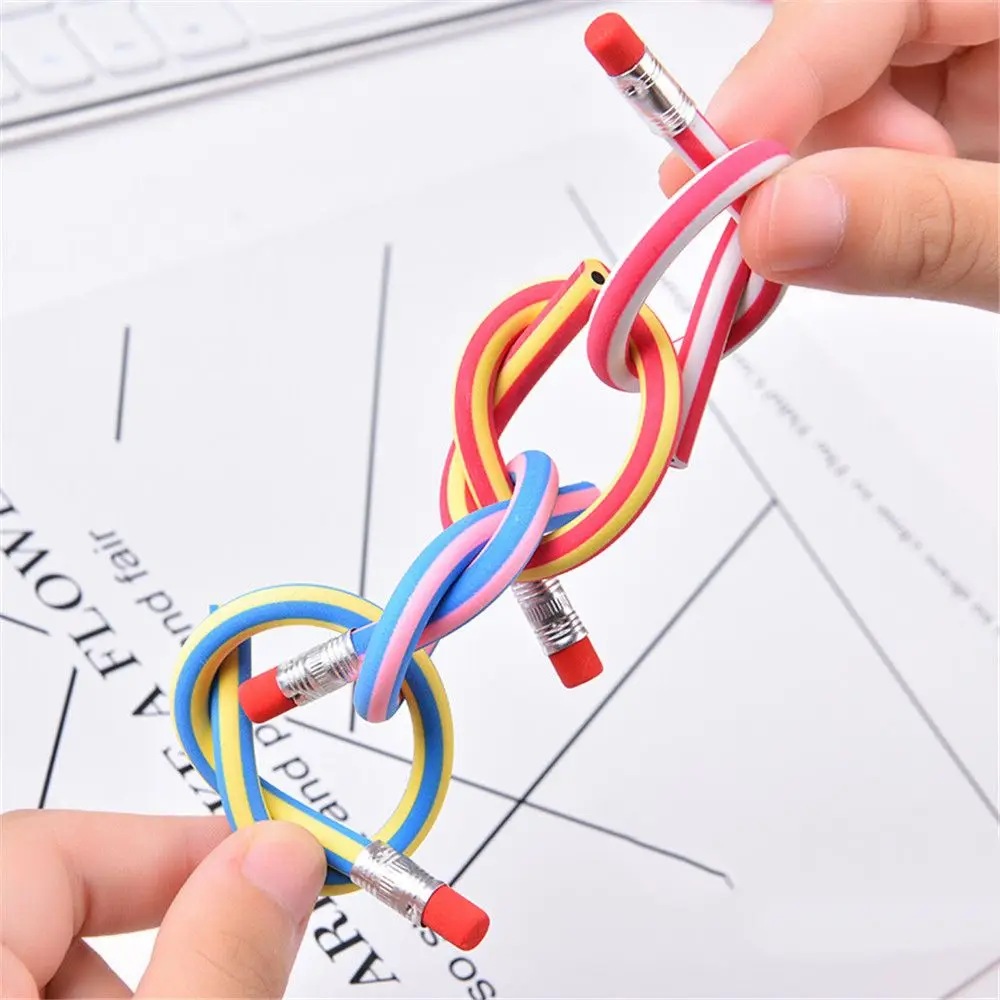 5 buah Pensil Lembut Fleksibel Bendy Ajaib Warna-warni dengan Penghapus Pena Siswa Perlengkapan Menulis Alat Tulis Sekolah Kawaii Mainan Montessori - 3
