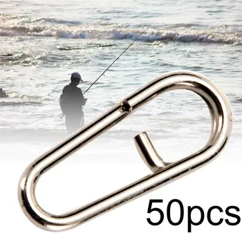 50 Buah Klip Pancing Baja Tahan Karat Stong Hitam Cincin Terbelah Oval Jepret Pancing Cnnector Aksesori Pancing Laut