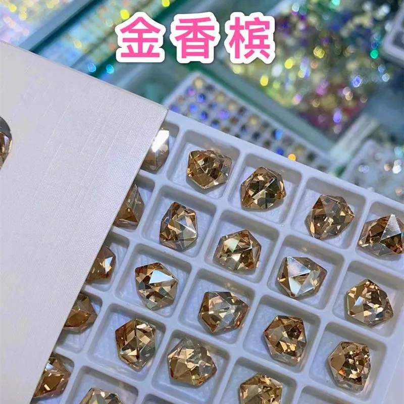 50 buah Hiasan Kuku Berlian Imitasi Zirkon Berbentuk Khusus 6x8mm Bagian Bawah Tajam Cermin Kristal Berlian K9 Dekorasi Manikur Batu Kaca - 3