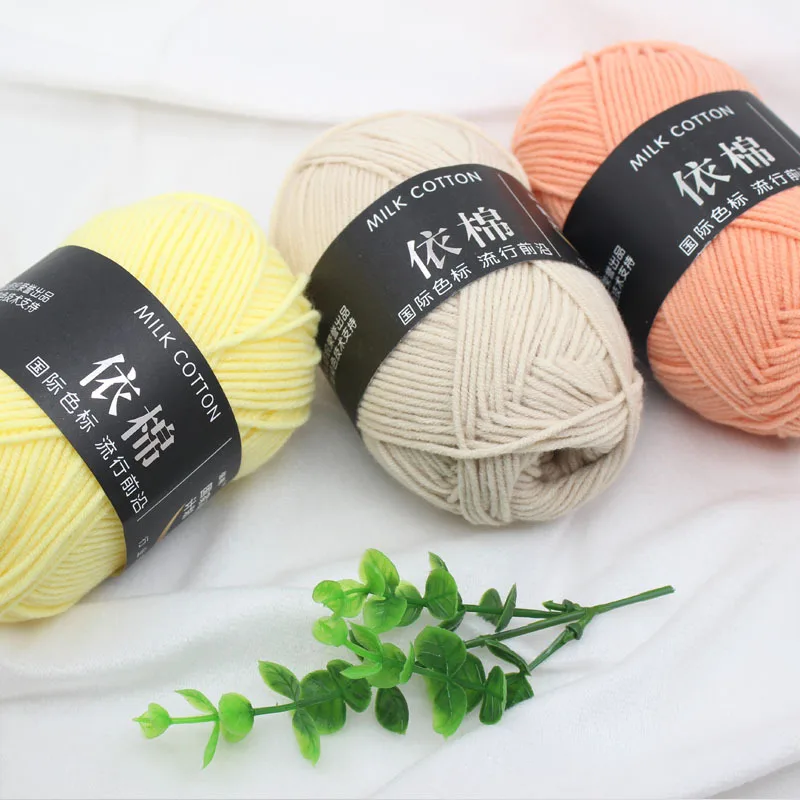 50g / Set 4ply Susu Kapas Rajut Benang Wol Menjahit Dicelup Lanas untuk Crochet Kerajinan Sweater Topi Boneka Tangan Merajut DIY Sweater - 2