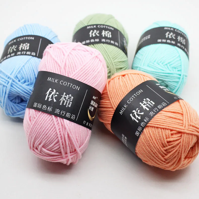 50g / Set 4ply Susu Kapas Rajut Benang Wol Menjahit Dicelup Lanas untuk Crochet Kerajinan Sweater Topi Boneka Tangan Merajut DIY Sweater - 3