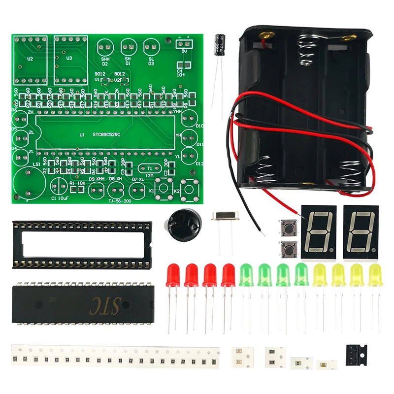 51 Kit Las Lampu Lalu Lintas Mikrokontroler Lampu Sinyal Pintar Bagian Pelatihan Elektronik DIY untuk Orang Dewasa - 4