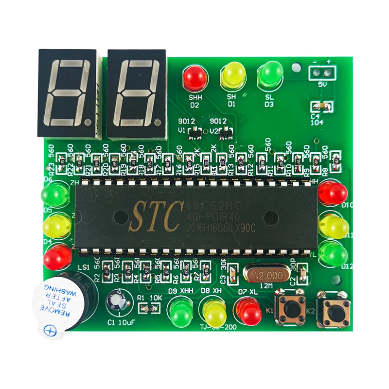 51 Kit Las Lampu Lalu Lintas Mikrokontroler Lampu Sinyal Pintar Bagian Pelatihan Elektronik DIY untuk Orang Dewasa - 5