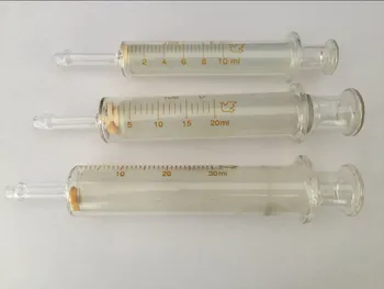 5ml/10ml/20ml/30ml/50ml/100ml Glass Syringe injector sampler dispensing dengan tinta obat kimia Jarum suntik kaca berdiameter besar