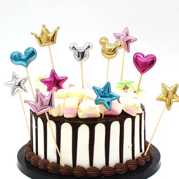 5pcs Selamat Ulang Tahun Puncak Kue Dekorasi Kue Mickey Crown Puncak Kue Mangkuk untuk Dekorasi Pesta Ulang Tahun Pernikahan Perlengkapan Kue