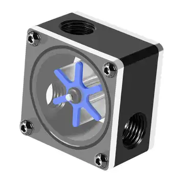 6 Impeller 3 Cara Indikator Pengukur Aliran Flowmeter Benang G1/4 untuk Sistem Pendingin Air PC
