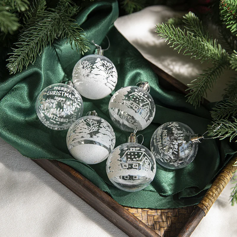 6 buah Ornamen Bola Natal Bola Natal Plastik Bening Anti Pecah Dekorasi Pohon Natal 2023 Perlengkapan Pesta Noel Navidad - 1