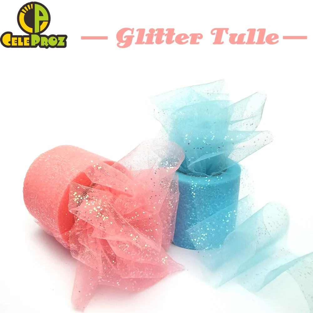 6 Cm 25 Yard Glitter Tulle Mesh Pita Roll Payet Kasa DIY Kerajinan Rambut Pom Tutu Rok Jurnal Pernikahan Ulang Tahun Pesta Supply - 3