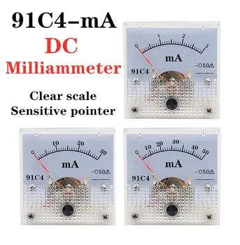 91C4-mA DC Jenis penunjuk miliammeter 1mA 5mA 10mA 50mA 100mA 200mA 300mA 500mA Ammeter meja Pelat Mekanik Analog Ammeter