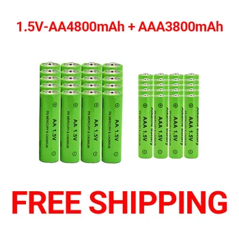 AA + AAA Baterai Alkaline isi ulang AA 1.5 V 4800 mAh / 1.5 V AAA 3800 mAh Mainan senter Jam Tangan Pemutar MP3 Ganti baterai Ni-Mh