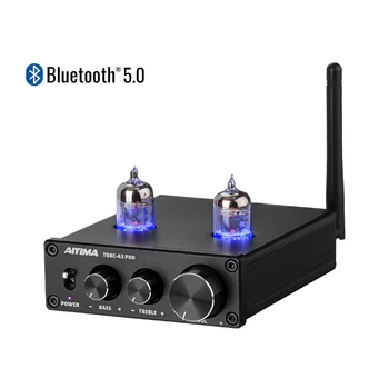 AIYIMA Bluetooth 5.0 6K4 Tabung Vakum Amplifier Preamplifier Preamp AMP dengan Penyesuaian Nada Bass Treble untuk Home Sound Theater
