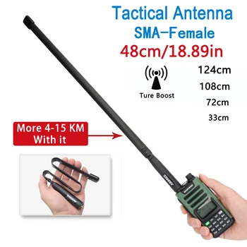 Abbree WalkieTalkie CS Taktis Lipat Antena SMA-Perempuan VHF UHF Pita Ganda untuk Baofeng UV-5R UV-13 PRO UV-S9 Plus UV-16 UV-9R