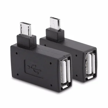 Adaptor Mikro USB 2.0 Catu Daya Micro OTG Wanita ke Pria 2018 Port 90 Derajat Kiri 90 Adaptor OTG USB Bersudut Kanan