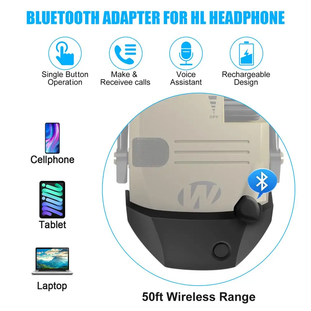 Adaptor Bluetooth Headphone yang Dikendalikan Kabel W1 Untuk Konverter Seri Walker Ke Konverter Penutup Telinga Nirkabel - 1
