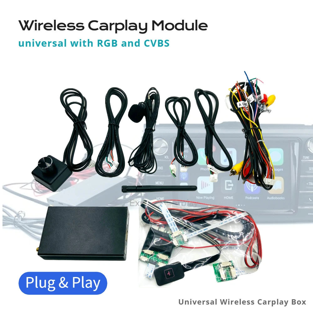Aksesori Suku Cadang Perbaikan untuk Modul CarPlay Nirkabel Universal Papan Konversi Sentuh Kabel Sentuh Mikrofon RGB - 0