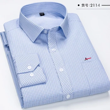 Além de tamanho grande 2023 m-5xl ajuste fino dos homens negócios casual camisa de mangas compridas clássico listrado masculino