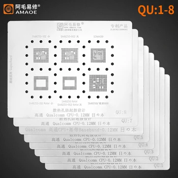 Amaoe QU1-8 Stensil Pemasangan Ulang BGA untuk Xiaomi Huawei Oppo Vivo MTK Qualcomm SDM845 SM8350 SDM888 MSM8998 SM / SDM / MSM 888 CPU RAM