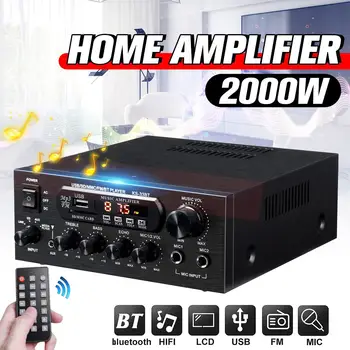 Amplifier Rumah 2000W Audio Audio Bass 220V Penguat Digital Bluetooth Daya Hi Fi FM USB SD LED untuk Speaker Subwoofer
