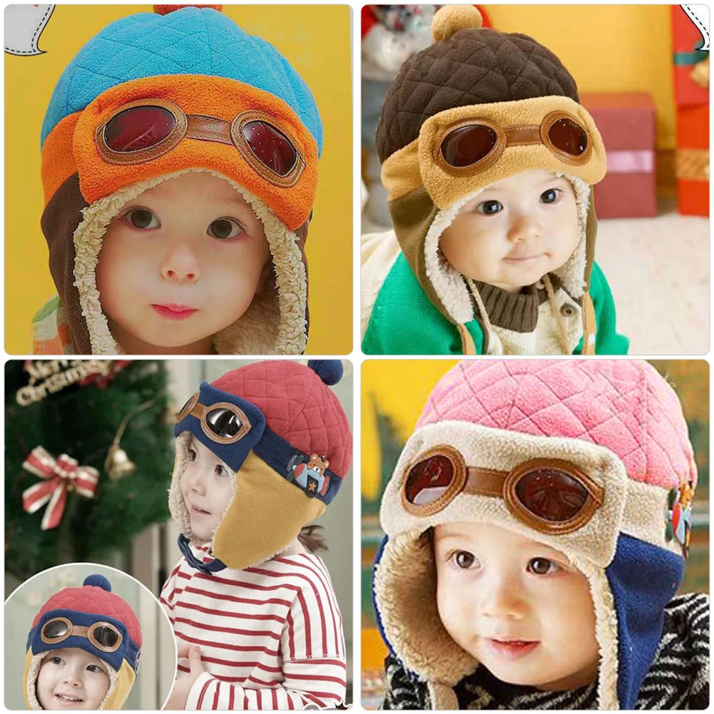 Anak-anak Lucu Balita Telinga Hangat Topi Bayi Anak-anak Bayi Balita Keren Anak Laki-laki Perempuan Musim Gugur Musim Dingin Topi Pilot Beanie Katun & Wol - 0