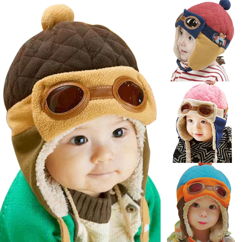 Anak-anak Lucu Balita Telinga Hangat Topi Bayi Anak-anak Bayi Balita Keren Anak Laki-laki Perempuan Musim Gugur Musim Dingin Topi Pilot Beanie Katun & Wol - 1