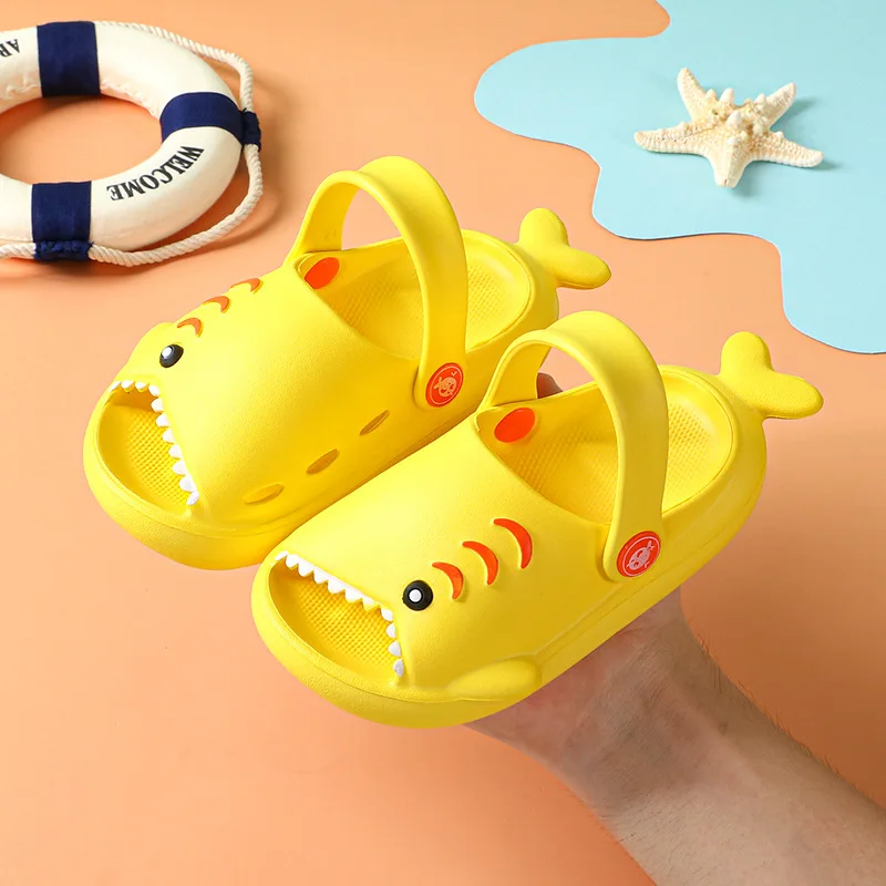 Anak-anak Sandal Anak-anak Sandal Pantai Sepatu Karet Kartun Hiu Slide Musim Panas Anak Laki-laki Anak Perempuan Bayi Sol Lembut Anti-Skip - 4